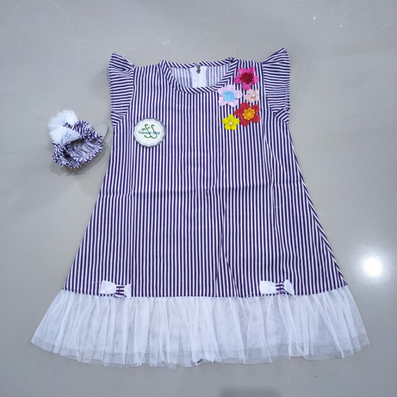 Dress Anak 1 2 tahun gaun anak lucu baju anak cewek perempuan rok tutu ( Dress diamond flowers )