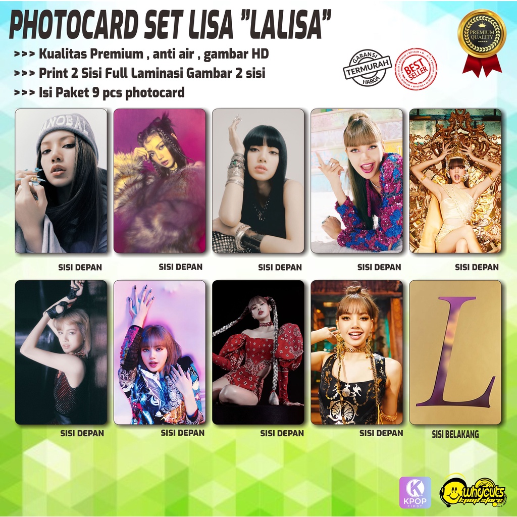 PHOTOCARD SET PC KPOP PREMIUM LISA LALISA ( Print 2 sisi 9 PCS )