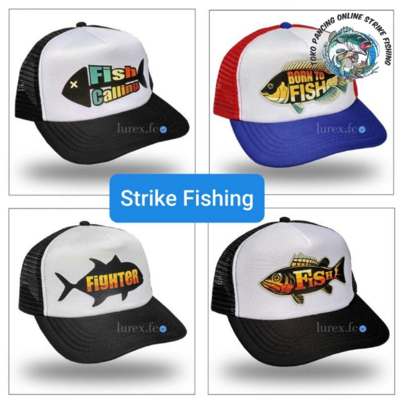 Topi mancing motif ikan