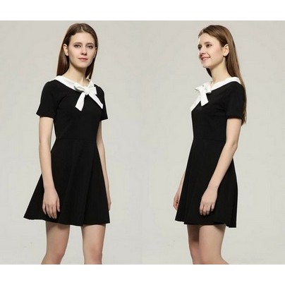 BEST SELLER Dress Import Classic Party Mini Pesta Baju Korea Rok Hitam Putih Black Wanita Murah