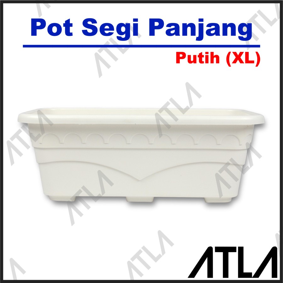 Pot Segi Panjang XL Putih Vas Bunga Tanaman Plastik Hias Besar KLS055