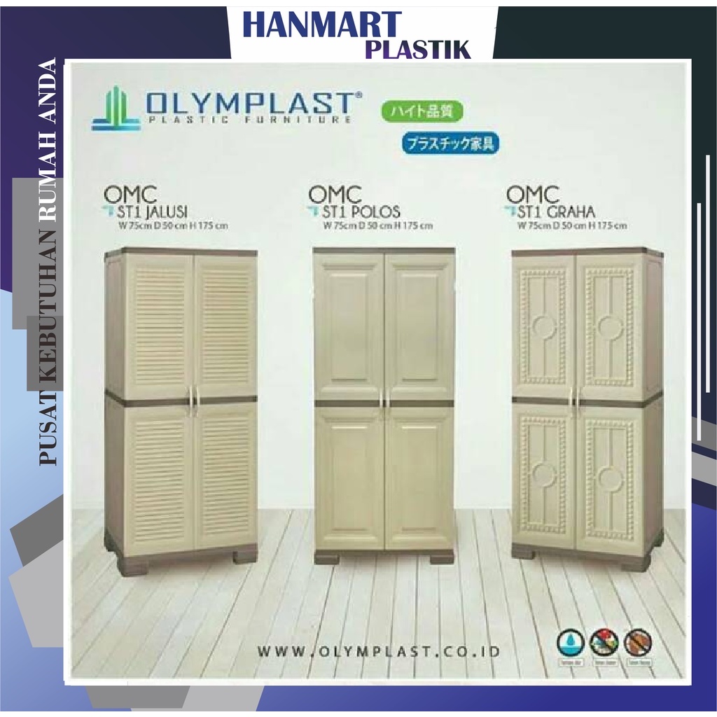 Lemari Plastik / Lemari Pakaian Gantung OMC ST1 Olymplast Tanpa Laci