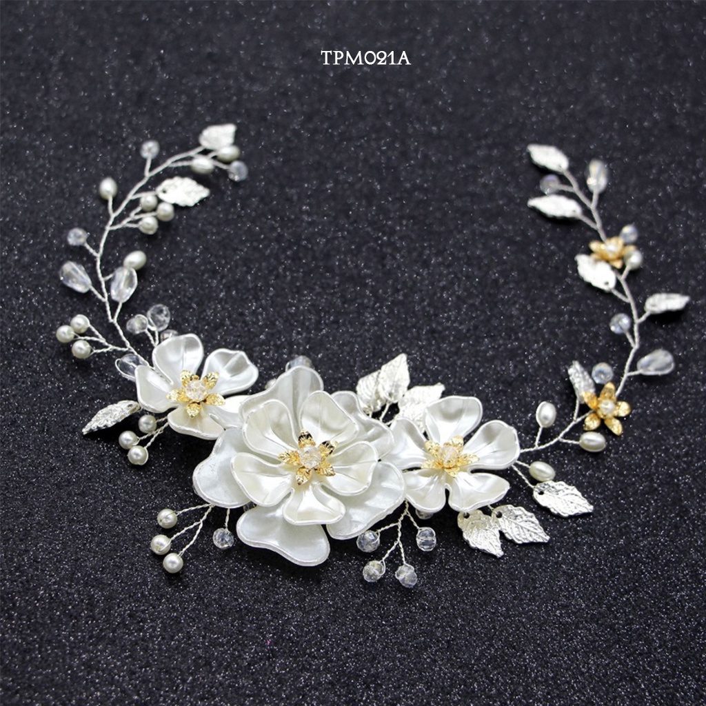 [BEST SELLER] AKSESORIS TIARA PESTA PENGANTIN BUNGA SIMPLE WEDDING BUNGA SILVER TPM021A