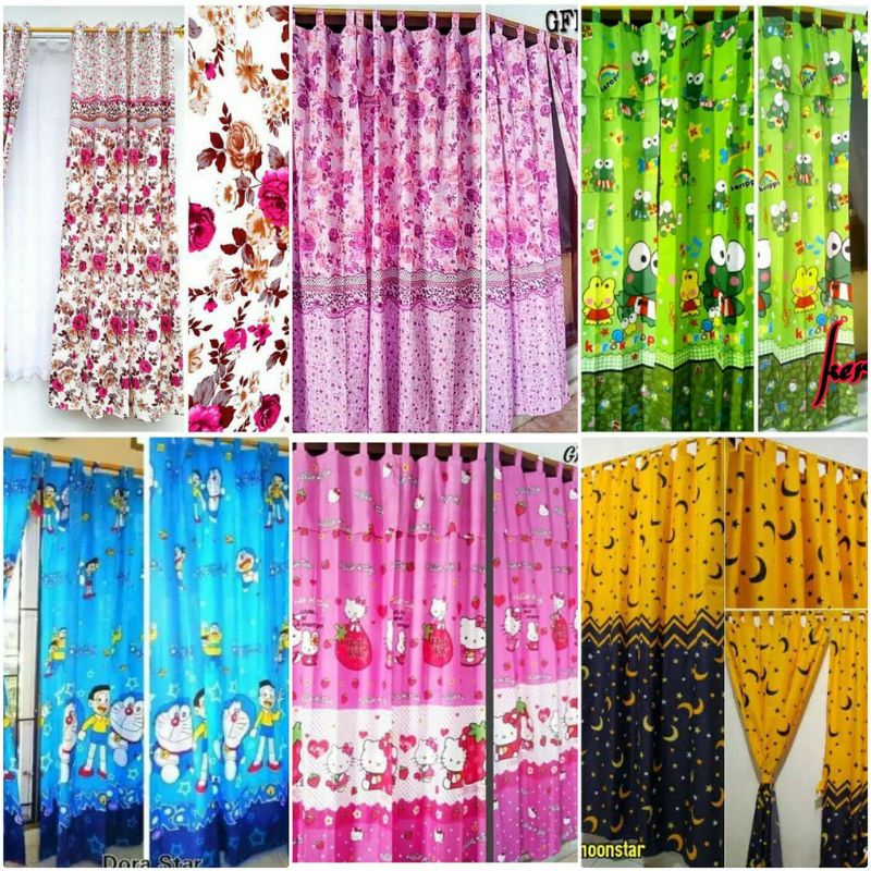 GORDEN PINTU KARAKTER KAMAR TIDUR MURAH | TIRAI GORDEN JENDELA KAMAR TIDUR DORAEMON HELLO KITTY