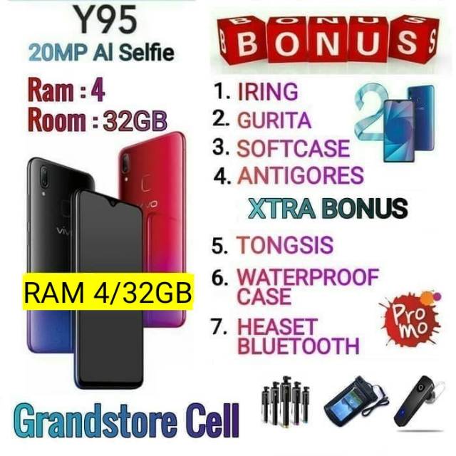 VIVO Y95 RAM 4/32 GB GARANSI RESMI VIVO INDONESIA