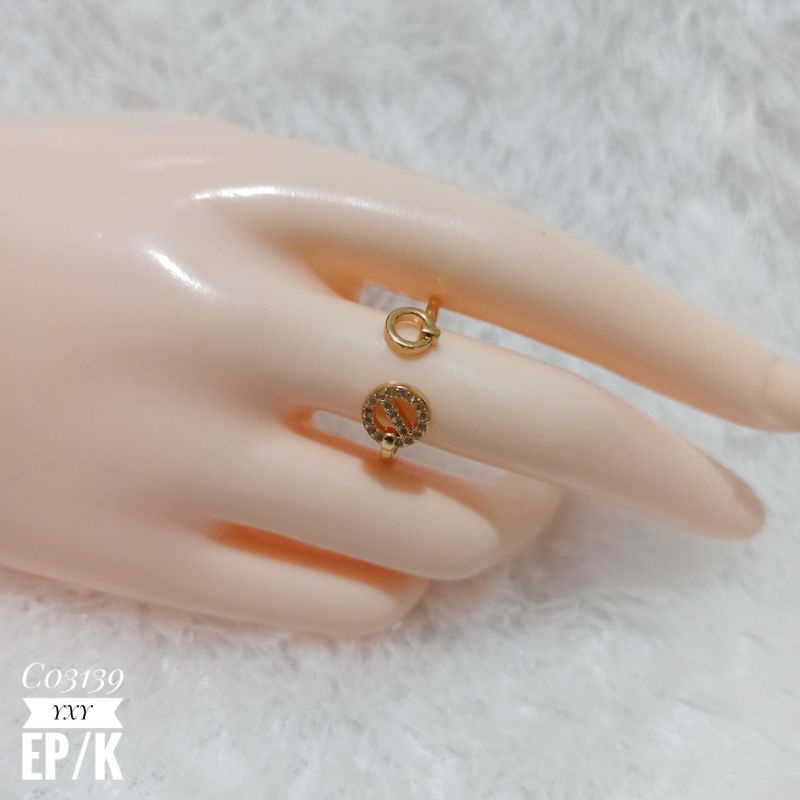 Cincin Yaxiya plat Bulat zircon model Fleksible C03139