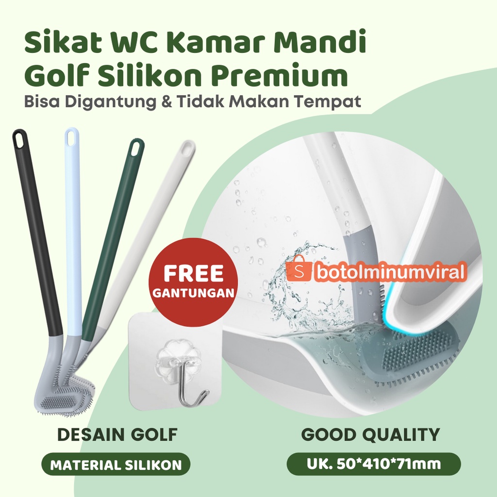 Sikat Toilet WC Kamar Mandi Silikon Flexible Sikat Desain Tongkat Golf Multifungsi