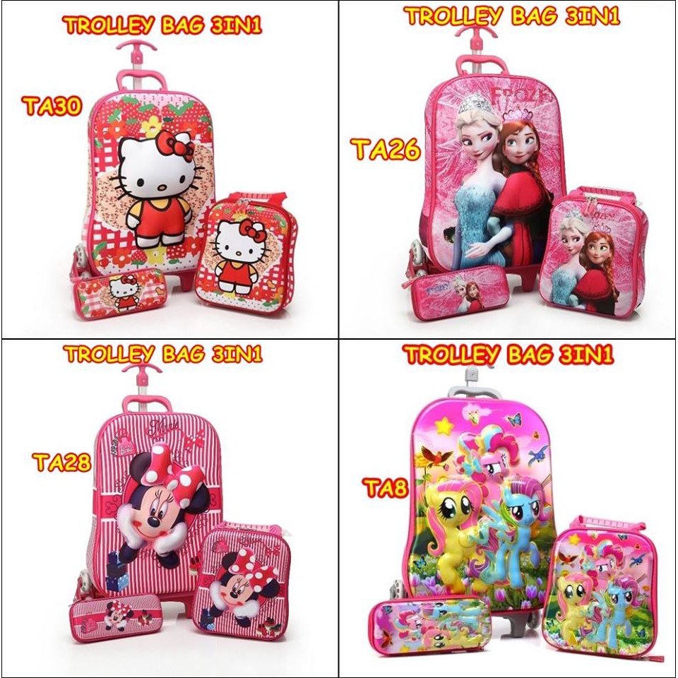 3in1 Trolley Bag Karakter ( TAS ANAK / TROLLY ANAK / TAS LUNCHBOX )