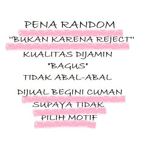 

PENA RANDOM / BUKAN REJECT / DIJUAL RANDOM SUPAYA TIDAK MILIH MOTIF