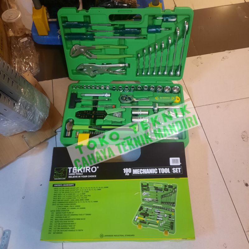 mekanik tool set 100 pcs box plastik TEKIRO kunci perkakas bengkel