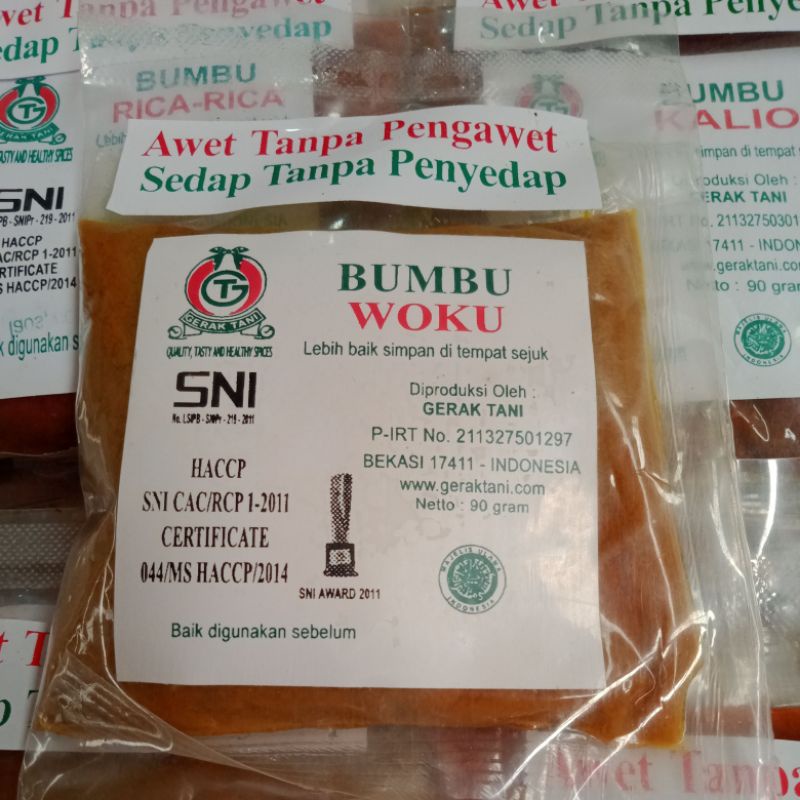 

Bumbu masak Gerak Tani ukuran 90 gr,Woku,Tomyam & Empal