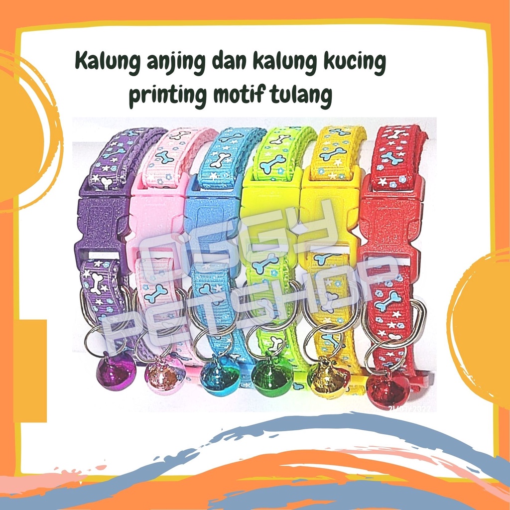 Kalung anjing dan kalung kucing printing motif tulang