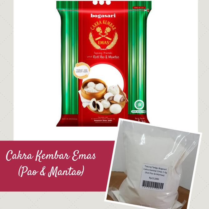 

Tepung Terigu Cakra Kembar Emas (Roti Pao & Mantao) 1Kg