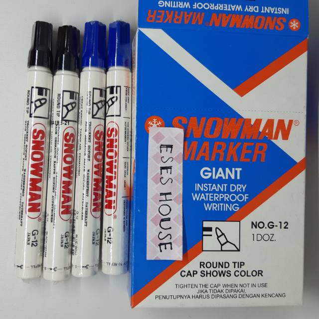 

Spidol Snowman Marker Permanen Whiteboard Hitam / Biru / Merah ( TIPE G 12 TIPE TERBAIK)