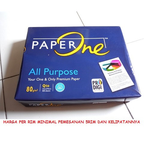 

PAPER ONE 80GR A4 F4 QUARTO G0SEND GR4B INSTAN ONLY / KERTAS FOTOCOPY / KERTAS PRINT RB9