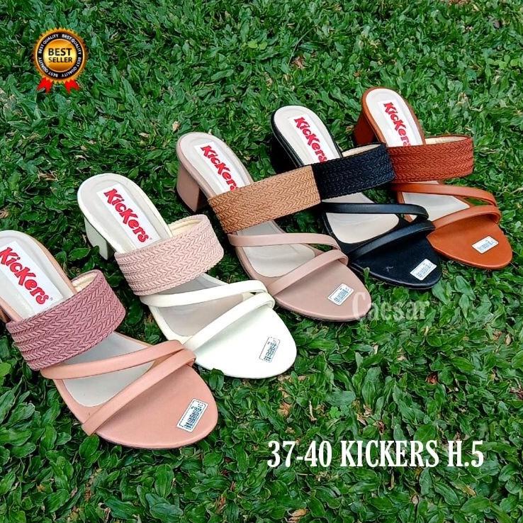 Bagus Dipakai.. Sandal Selop Wanita Pesta Flat Teplek Mewah Branded Kickers Sendal Slop Perempuan De