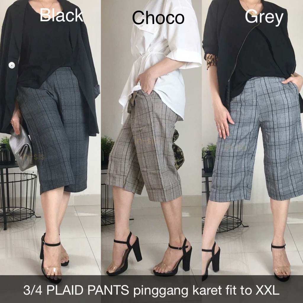 CELANA PENDEK WANITA 3/4 PLAID PANTS