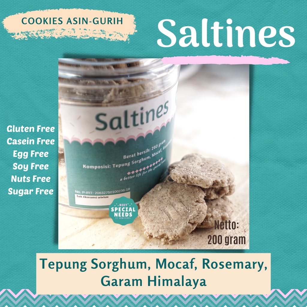 

SALTINES Cookies - Savory No MSG, Gluten Free, Egg Free, Sugar Free - Diet Special Needs