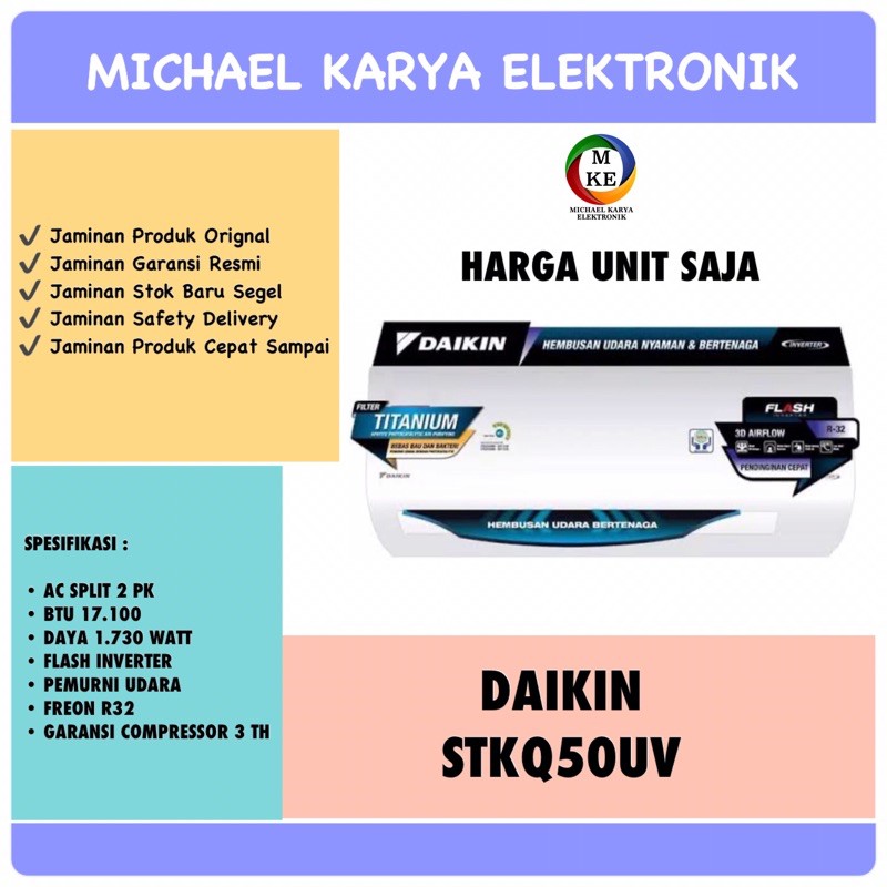 AC DAIKIN 2 PK // FTKQ50UVM4 // STKQ50UV // DAIKIN FLASH INVERTER // PROMO AC DAIKIN 2PK
