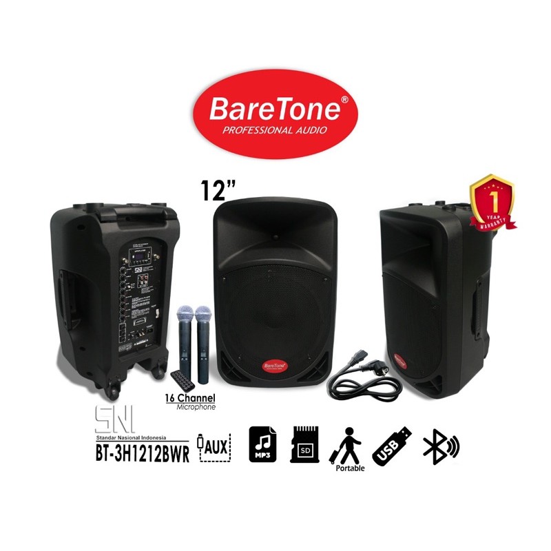 speaker baretone bt 3 h 1212 bwr. speaker portable 12 inch baretone 1212 bwr.