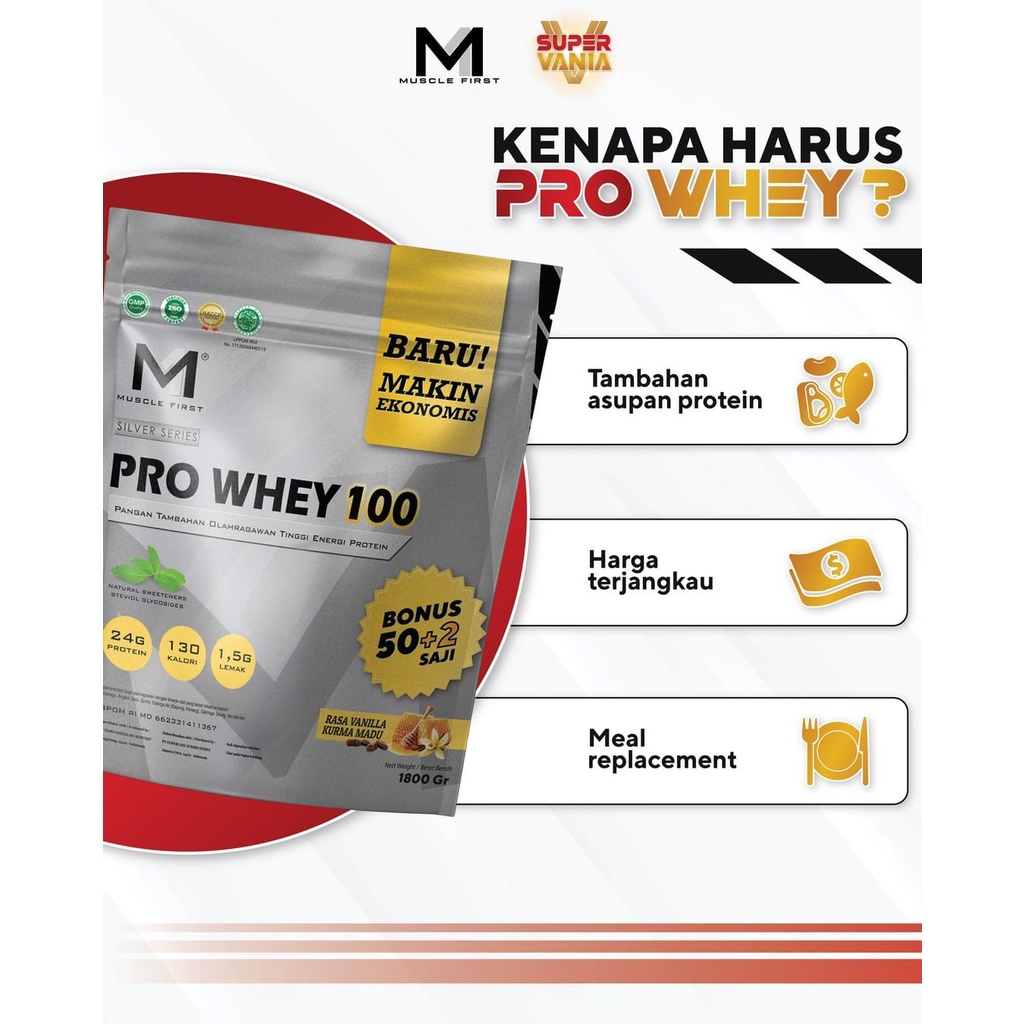 Pro Whey 100 4lb 4lbs 1.8kg Musclefirst Muscle First M1 Nutrion Whey Protein Concentrate Isolate Rasa Coklat Dan vanilla Kurma madu Susu protein Evolene Vectorlabs BXN ANS Mutant Whey Lmen PROMO GRATIS TAS