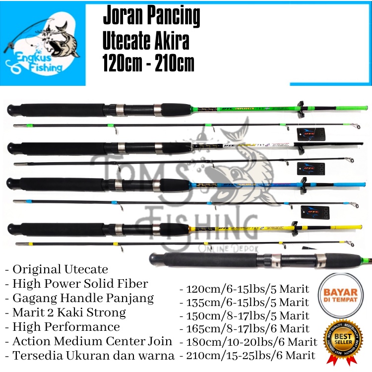 Joran Pancing UTC Utecate Akira 120cm - 210cm Fiber Solid (Medium) Murah Berkualitas - Engkus Fishing