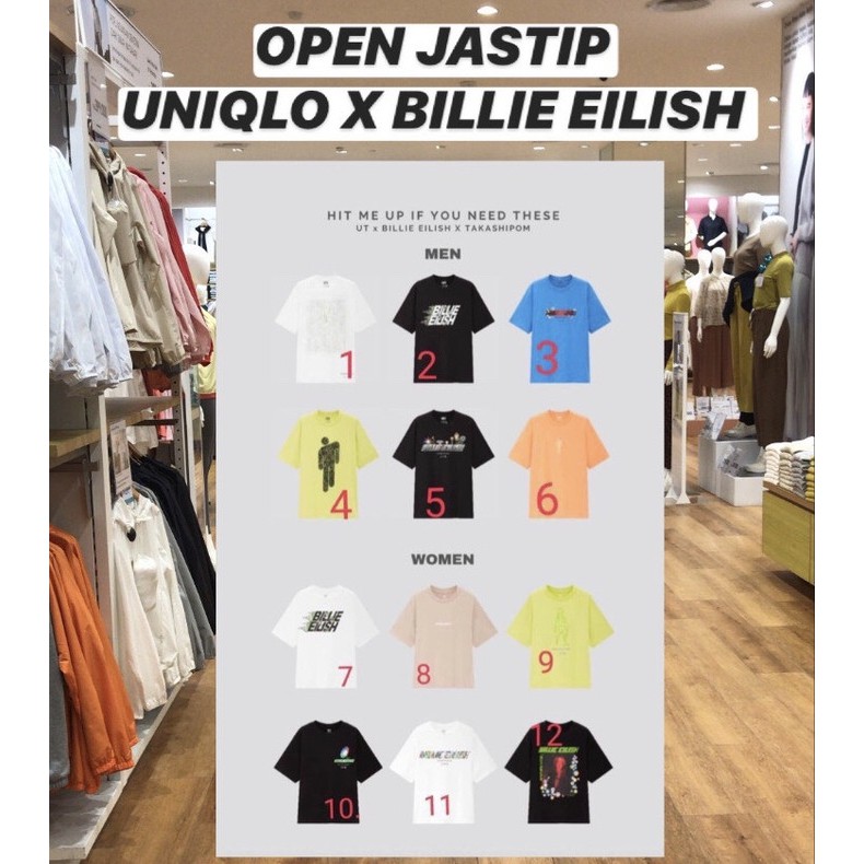 KAOS UNIQLO BILLIE EILISH ELISH X TAKASHI MURAKAMI