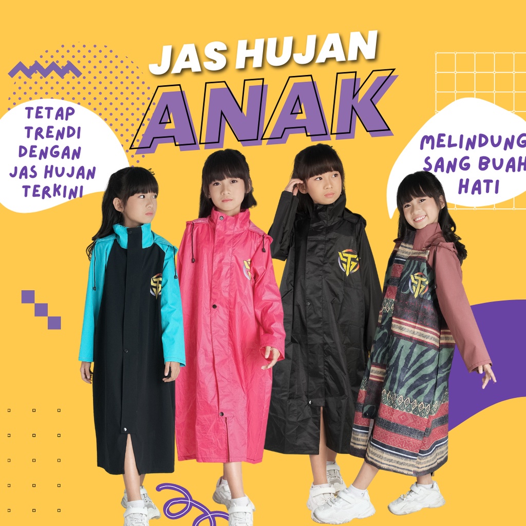 Jas Hujan Anak Twins19 Perempuan Laki Laki  Motif Lucu - Raincoat Anak Terusan Twins19