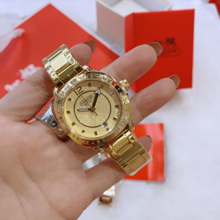 JAM TANGAN WANITA COACH DATE RANTAI FULL SET (ADA 5 WARNA) - 3. BLACK RSGLD