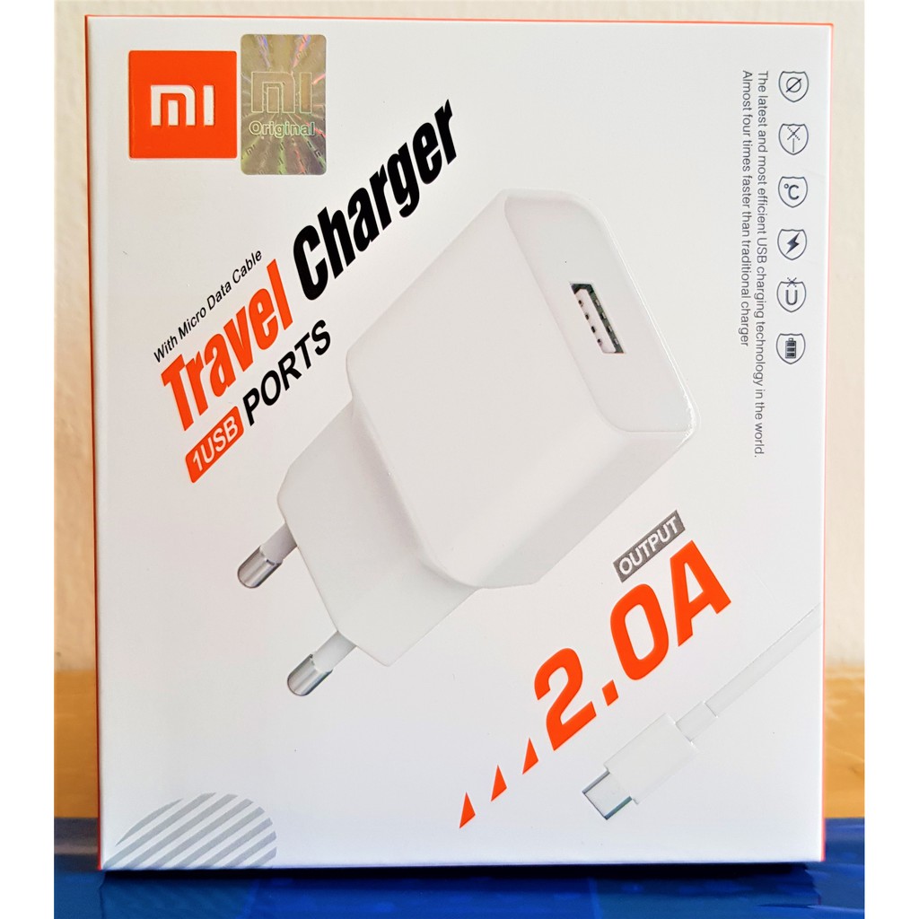 CHARGER MI / TRAVEL CHARGER  MICRO DATA CABLE 2.0A MI / XIAOMI CHARGER OUTPUT 2.0 ORIGINAL 100%