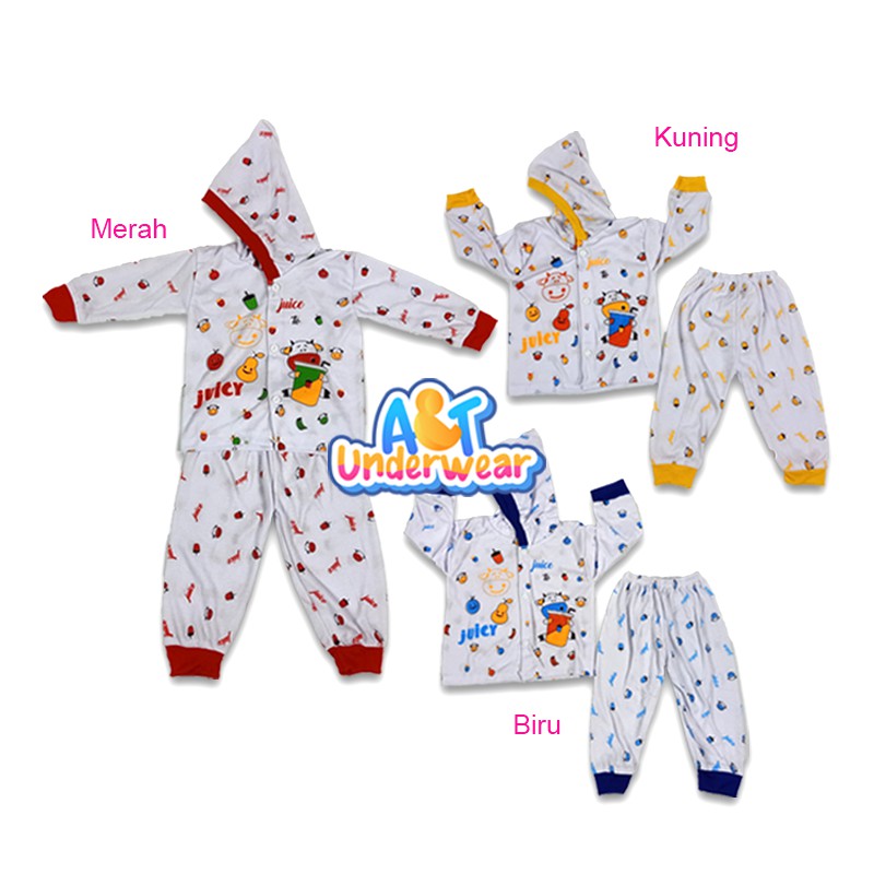 AT112-Setelan Bayi Kupluk/Setelan baju bayi/piyama bayi Home made