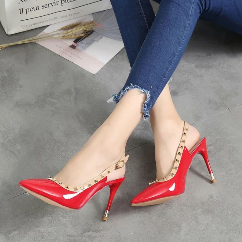 (COD) HIGH HEEL PIRAMID STOODE Kode pd307 merah (realpict geser)