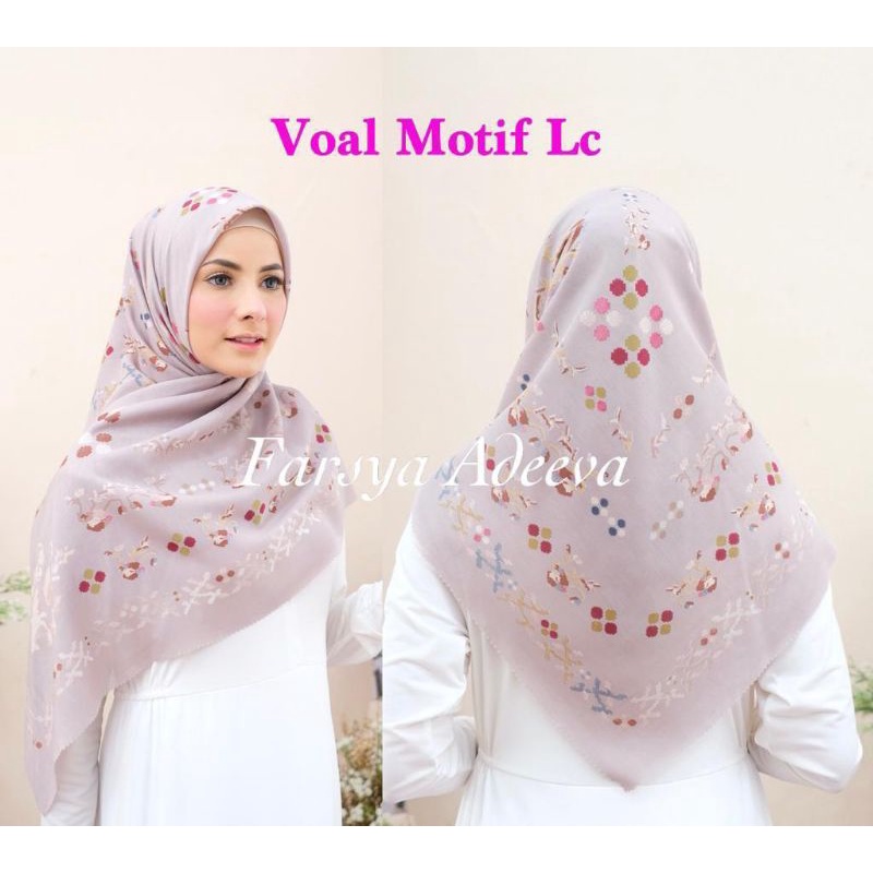 Jilbab Hijab Kerudung Motif Bunga Lagosi Bugis Voal Preminum Segiempat