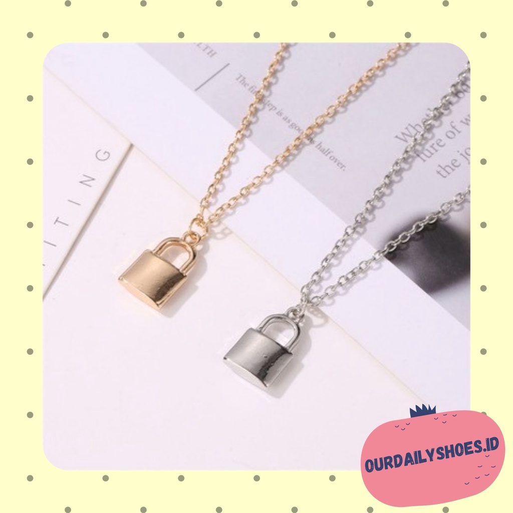 ★ODS★  Kalung Wanita Gembok Kunci FA123 Fashion Wanita/ Kalung Rantai / Necklace kekinian