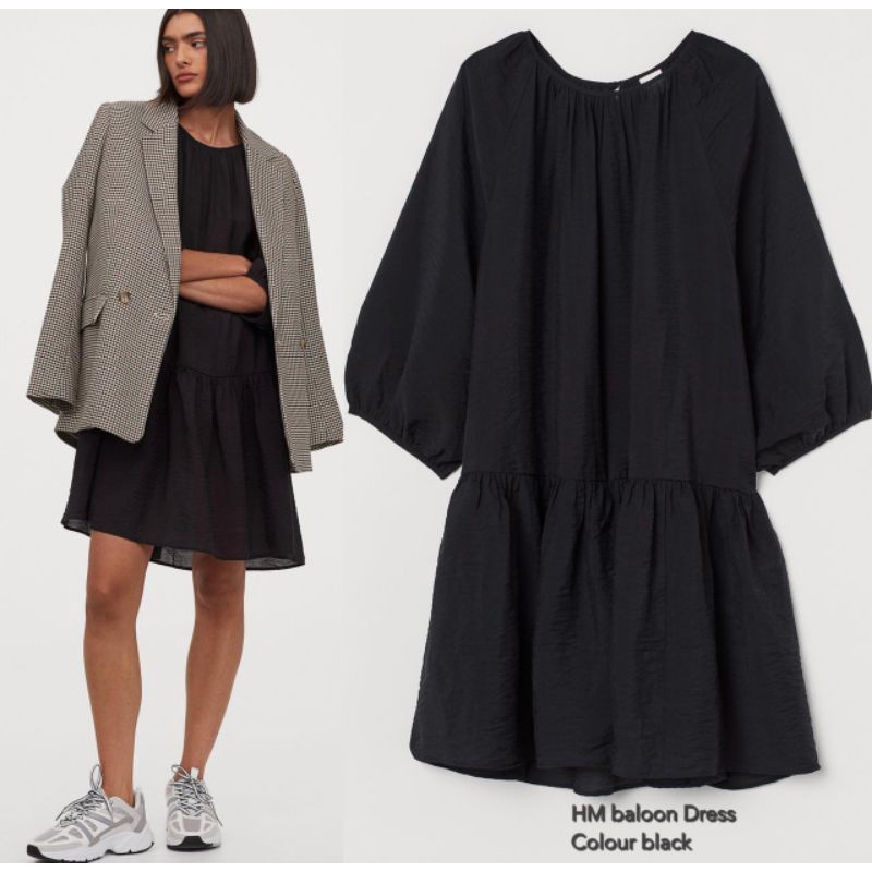 HM wide dress black