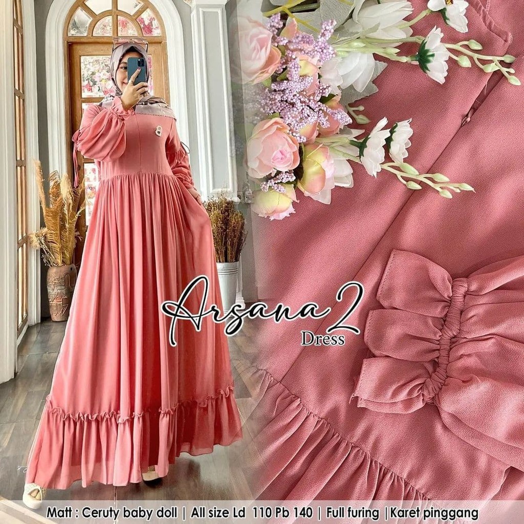 ARSANA DRESS- dress wanita / dress kondangan / dress polos / dress murah / dress wanita muslimah