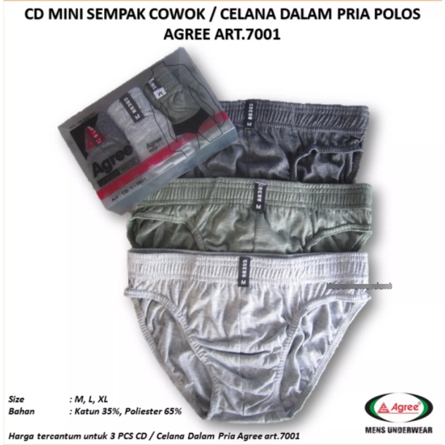 3pcs CD Agree 7001 Pria Dewasa | Celana Dalam Agree | Celana Pria | Open Sorx