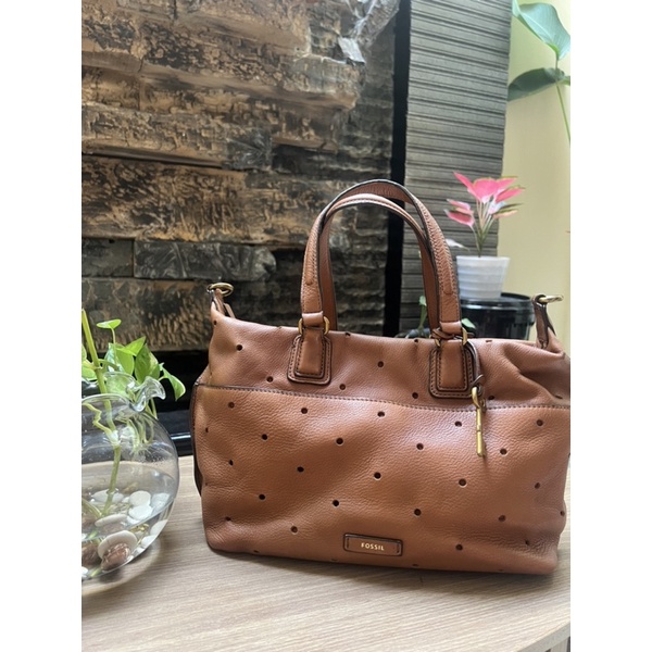 Preloved Tas Fossil Julia Satchel Perforated Brown