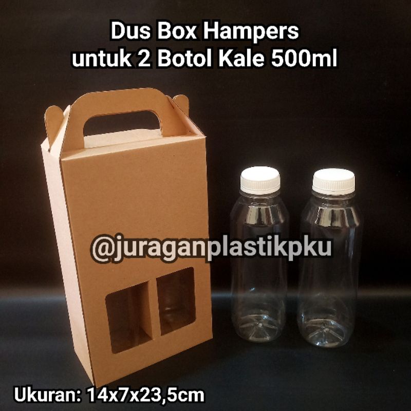 

Dus Box Hampers untuk 2 Botol Kale 500ml | Kotak Jinjing isi Botol 500 ml Gift Souvenir Kardus Gable Imlek Lebaran