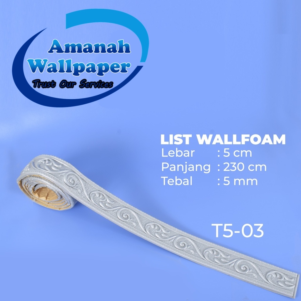 LIST BORDER FOAM 3D LIS WALLPAPER BORDER STICKER (LEBAR 5 CM)-T5-03 SILVER
