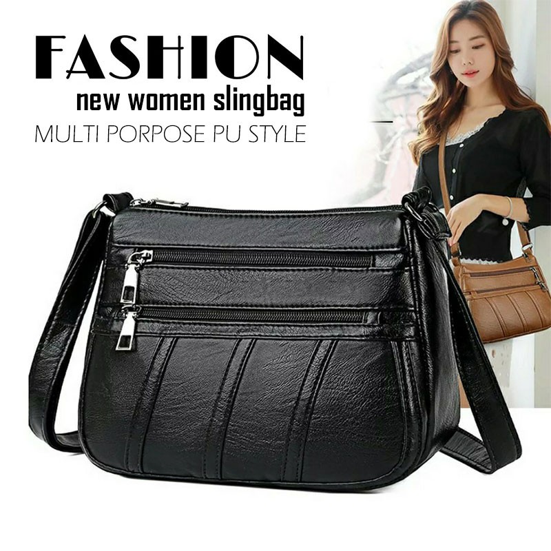 Hot Sale Fashion Tas Selempang Kulit Wanita Simple Multi-pocket Korean 2021 New Arrivals