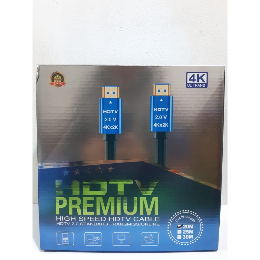 Kabel HDMI 20M M-Tech V.2.0 4K Gold Plated HD Cable HDTV 20 Meter