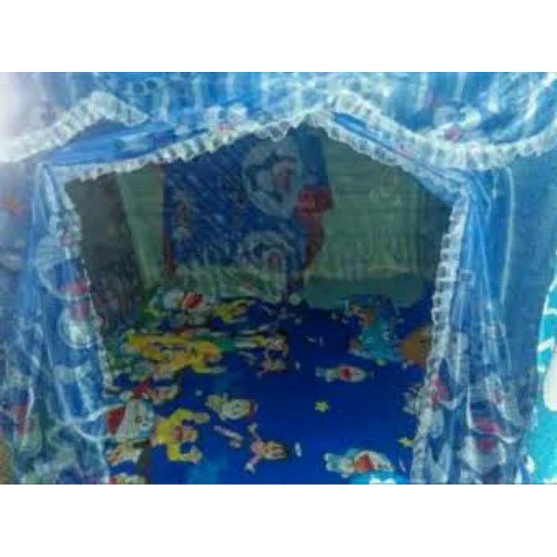 KELAMBU MOTIF ANAK / KARAKTER DORAEMON &amp; KEROPPI Ukuran 200x200 cm /Kelambu Gantung Kotak