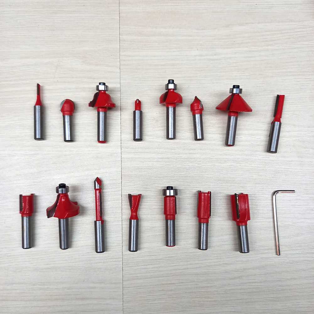 TD-DFA RCT Mata Bor Carbide Router Bit Woodworking 1/4 Inch 8mm 15PCS RCT-15