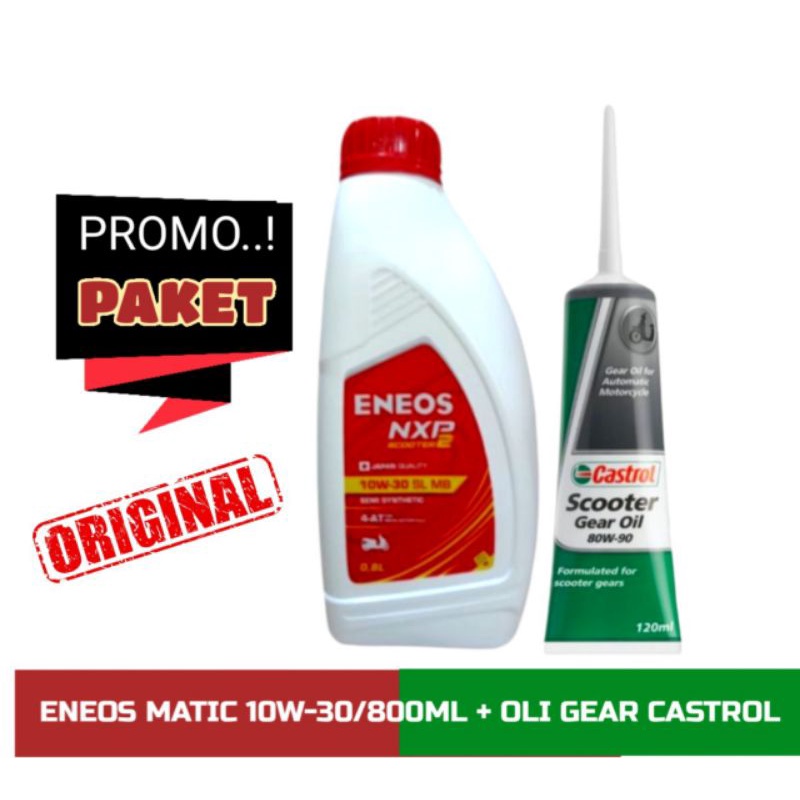 PAKET OLI ENEOS NXP2 MATIC 10W-30 0,8L+OLI GEAR CASTROL ,100% ORIGINAL, FOR ALL MATIC