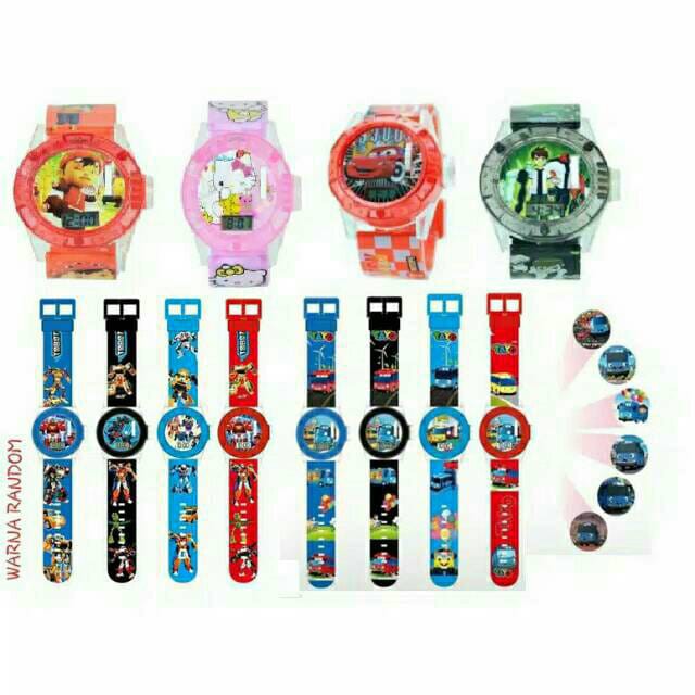 Ready Stock Jam Tangan Anak Laser Melody Karakter Hello Kitty