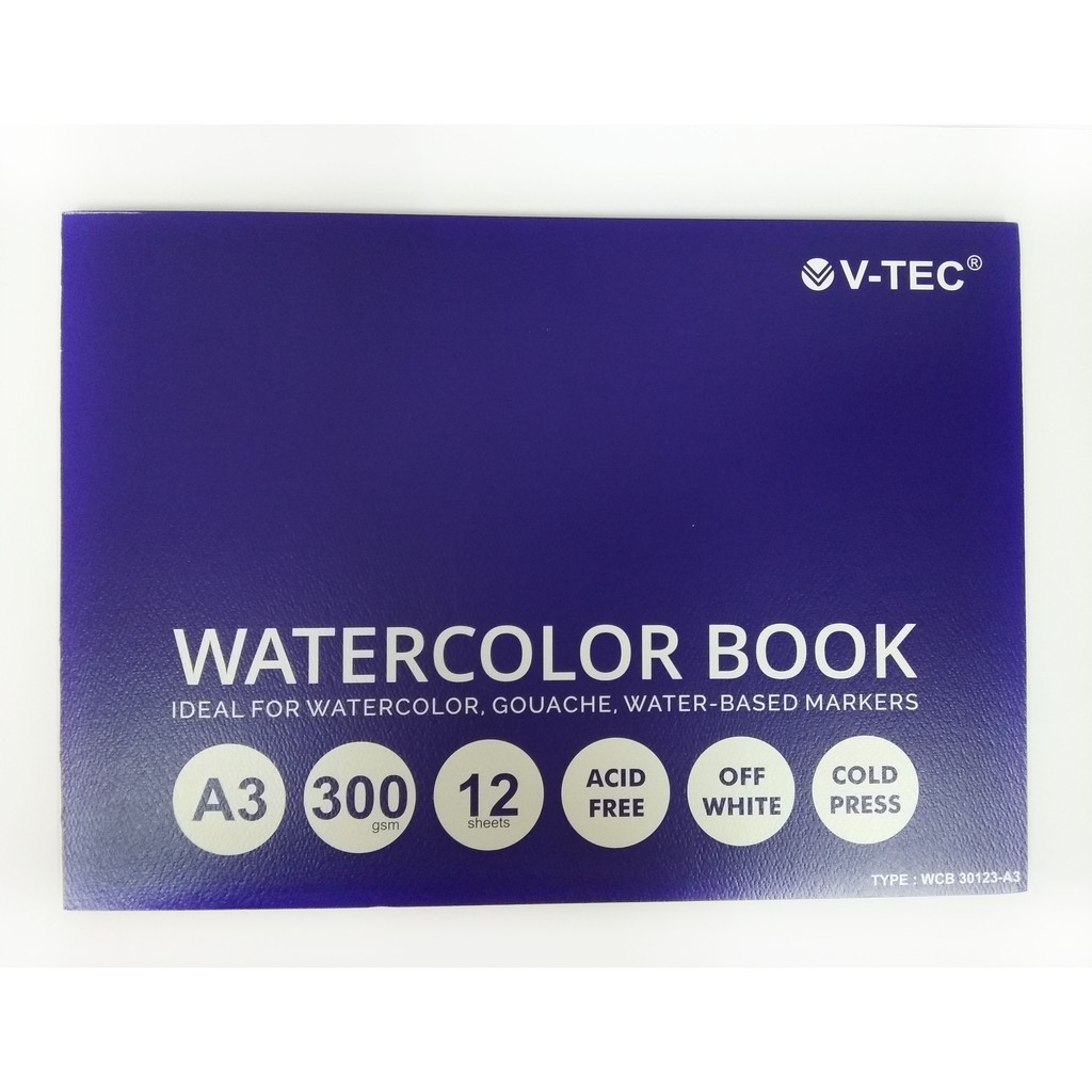 Jual V-Tec Watercolor Pad Fine Art Paper Painting Book A3 300 Gsm Buku Melukis Mewarnai Sketsa Indonesia|Shopee Indonesia