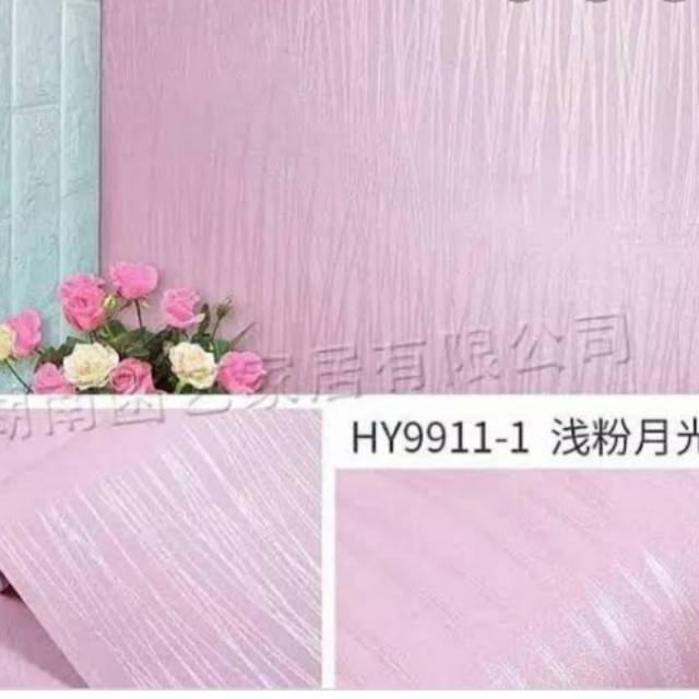 WALLPAPER DINDING MOTIF ULIR PINK POLOS 10m x 45cm