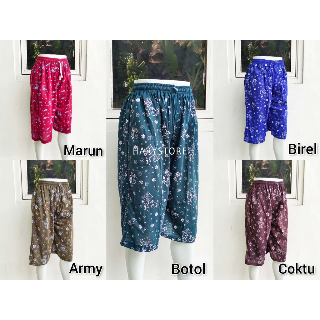 SYD 14- Celana kolor pendek cewek dewasa motif / celana kulot murah Wanita ibu harian santai Jumbo XL dan 5L