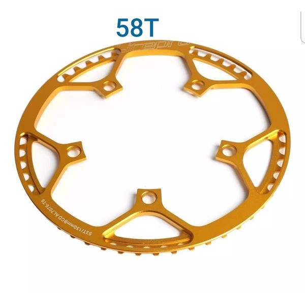 Chainring Litepro 58T Gold Dengan Pelindung Chainring